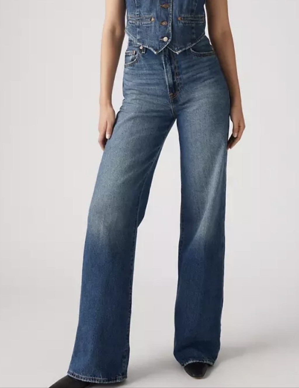 Levi's Ribcage Wide-Leg Jeans Polar Perimeter Blue Sz 24